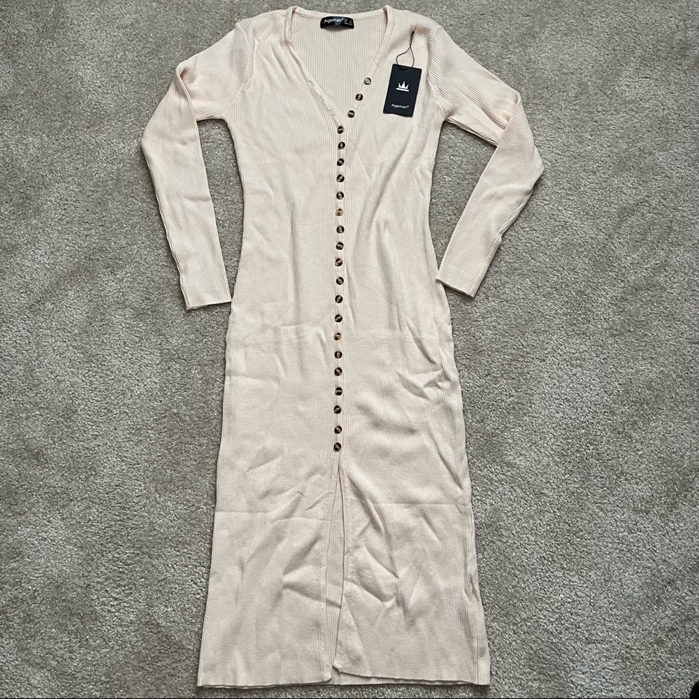 NWT Ribbed Knit Button Front Dress